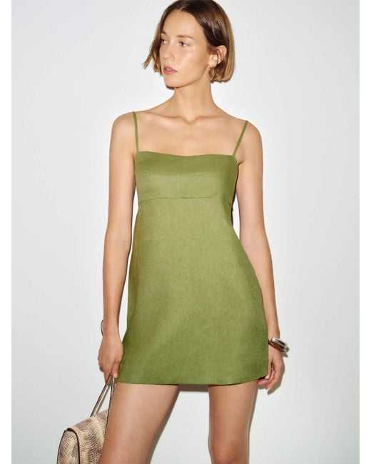 Reformation Green Demi Linen Dress Bean 2