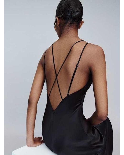 Reformation Black Anaya Silk Dress