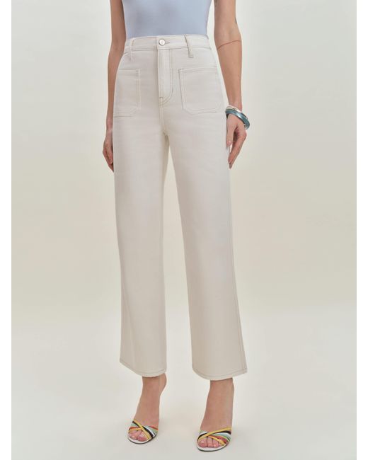 Reformation Natural Alyssa Stretch High Rise Wide Leg Cropped Jeans Denim