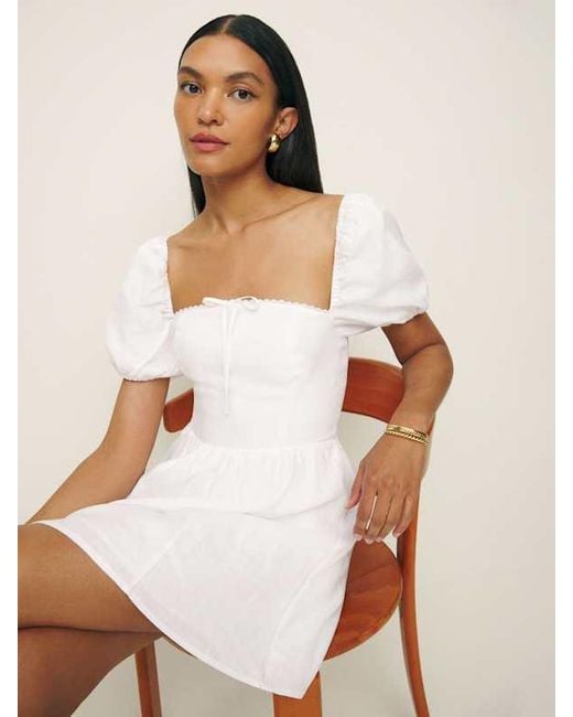 Reformation White Malvina Linen Dress