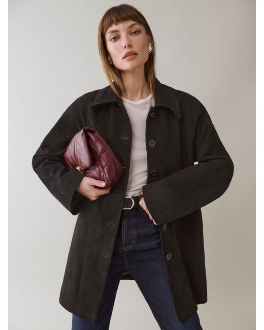 Reformation Black Veda Celine Jacket Suede Leather