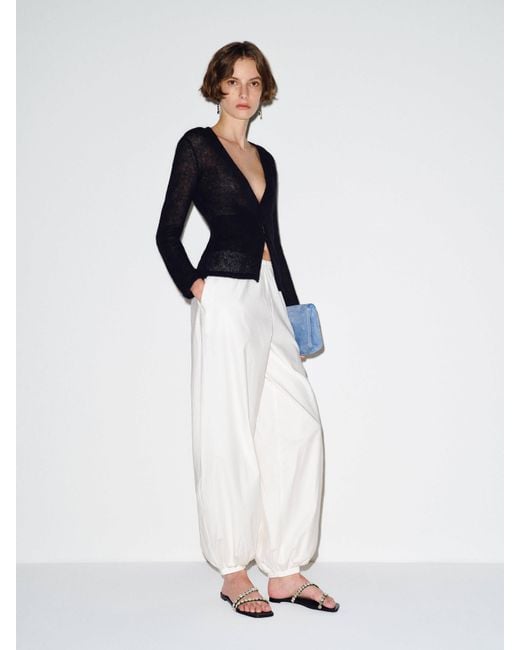 Reformation White Delphine Sheer Cardigan