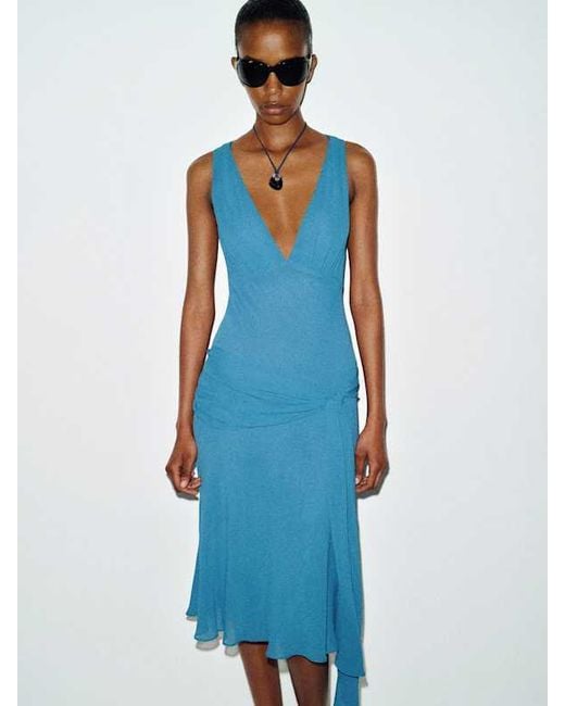 Reformation Blue Vera-Lilly Dress