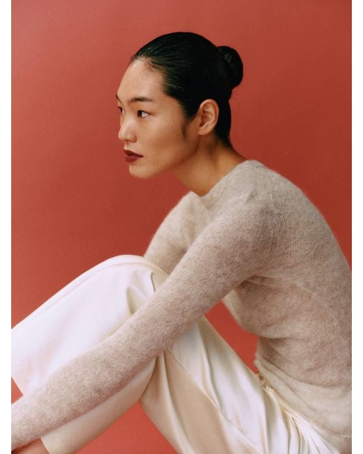 Reformation Orange Alice Sheer Alpaca Crew Sweater