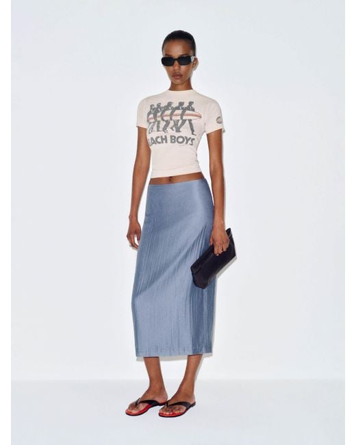 Reformation White Helen Low Waist Midi Skirt