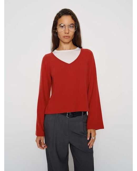 Reformation Red Mabel Knit Top