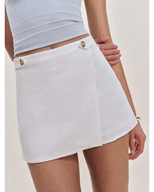 Reformation White Clover Linen Micro Skort