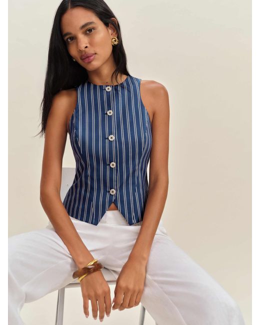 Reformation Blue Rory Vest French Stripe 8