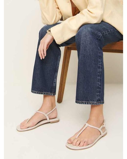 Reformation Blue Thea T-Strap Flat Sandal 5
