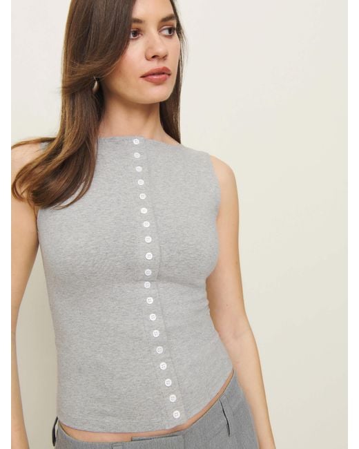 Reformation Gray Julie Knit Top Heather