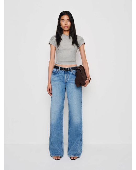 Reformation Blue Lindie T-Shirt Heather Knit