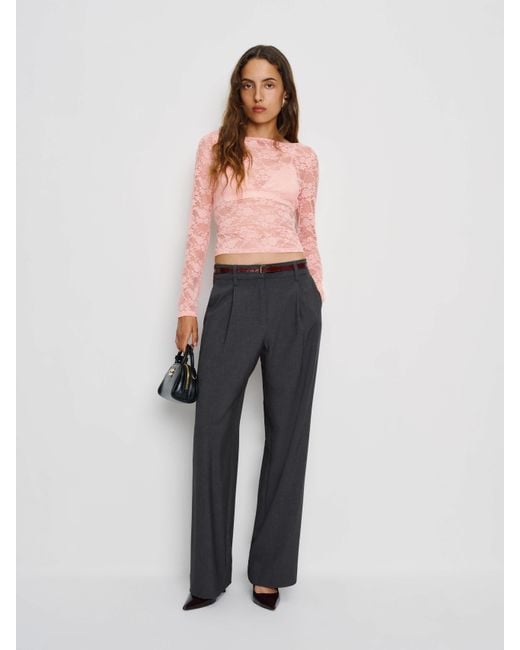 Reformation Pink Adriano Lace Knit Top