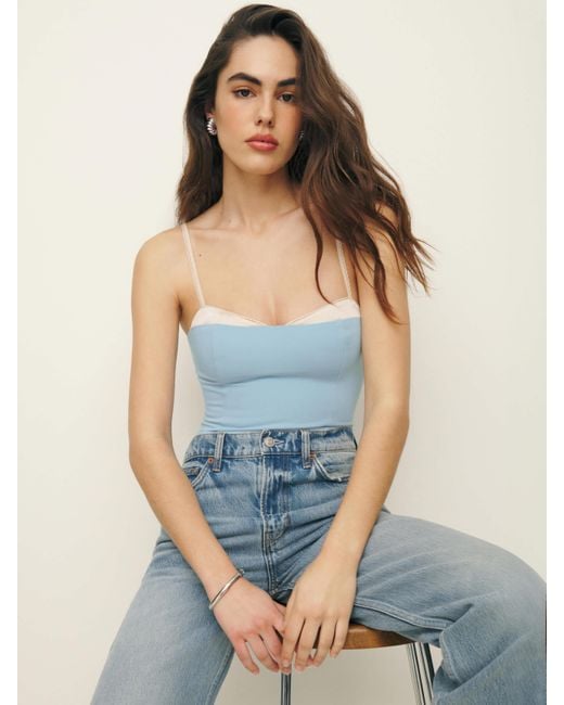 Reformation Blue Melanie Top