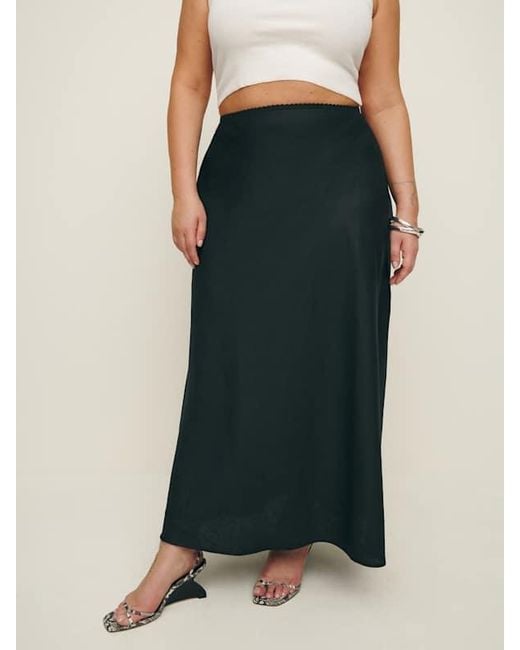 Reformation Black Layla Linen Skirt Es