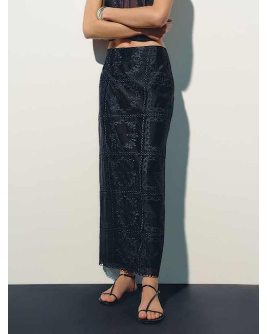 Reformation Blue Lydia Skirt Eyelet 0