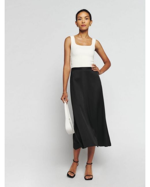 Reformation White Bea Satin Skirt