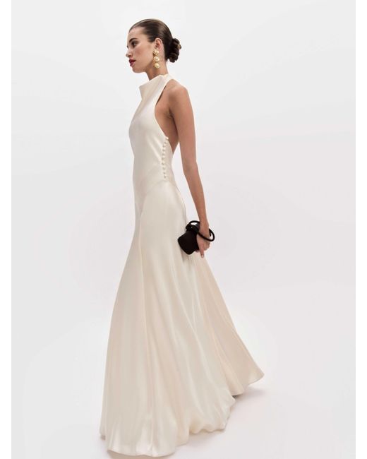 Reformation Natural Roy Satin Dress 0