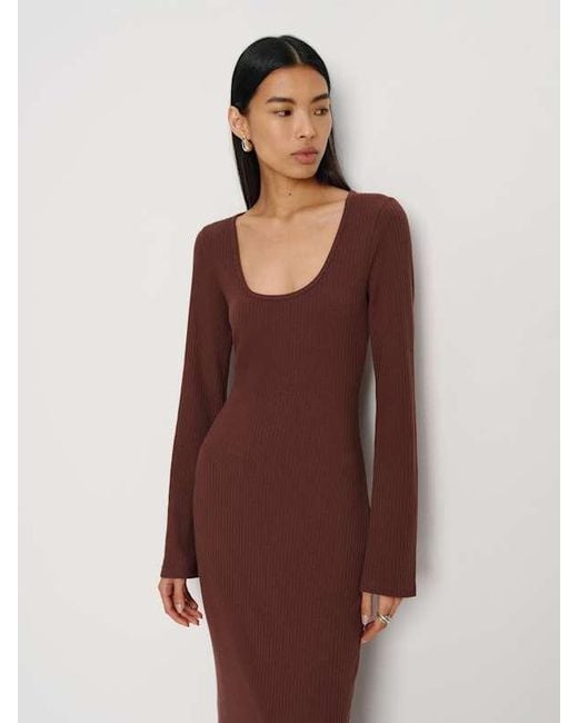 reformation brown knit dress Reformation Rosalyn Knit Dress