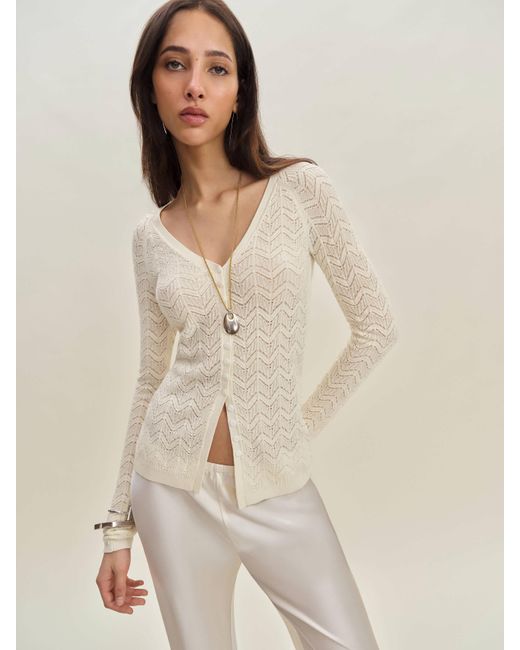 Reformation Natural Sutton Regenerative Merino Open Knit Sweater