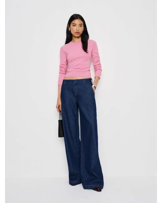 Reformation Pink Lian Cashmere Crew Sweater