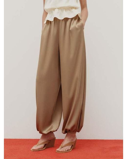 Reformation Brown Aven Satin Pant