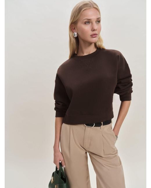 Reformation Black Grace Cropped Vintage Oversized Crewneck Sweatshirt