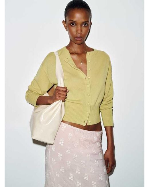 Reformation White Ronnie Cashmere Cardigan