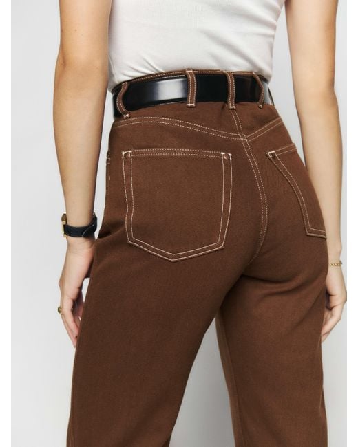 Reformation Brown Cowboy High Rise Straight Jeans