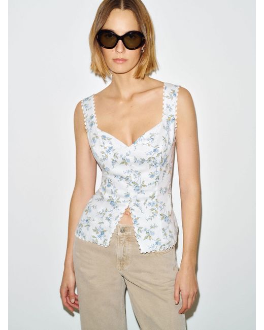 Reformation White Viola Linen Top 0