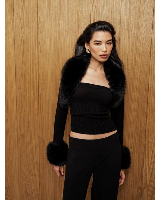 Reformation Brown Clarissa Cashmere Faux Fur Bolero Set