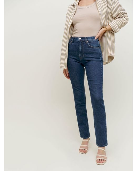 Reformation Denim Liza Ultra High Rise Slim Straight Jeans in Blue - Lyst