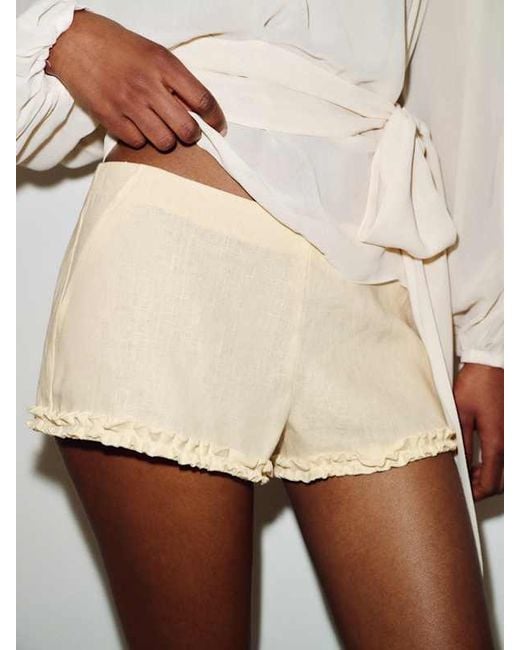 Reformation White June Low Rise Linen Short 0
