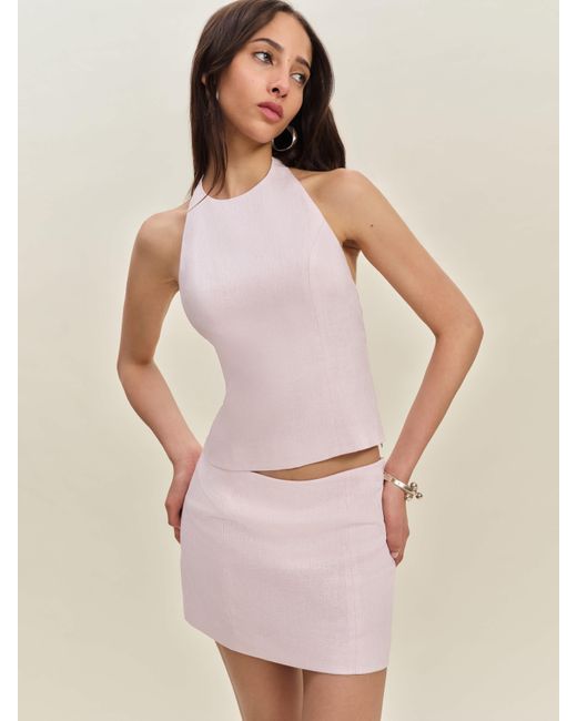 Reformation Pink Avielle Linen Two Piece