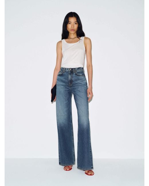 Reformation Blue Cary High Rise Slouchy Wide Leg Jeans Denim