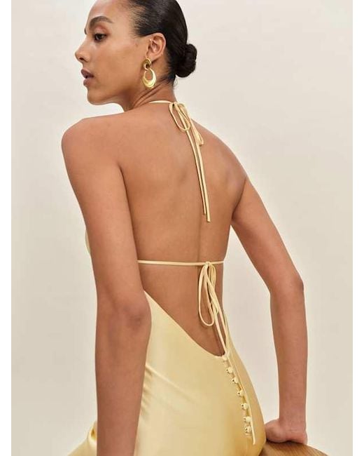 Reformation Jennis Silk Dress in Natural | Lyst