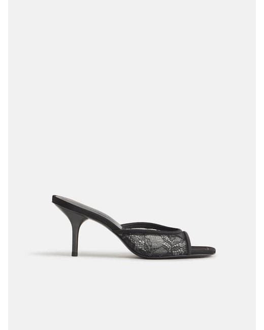 Reformation Black Clementine Heeled Mule Sandal Lace