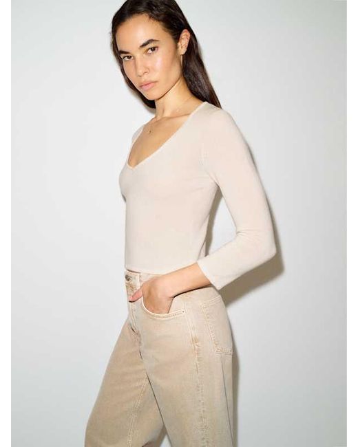Reformation White Roya Cashmere V-Neck