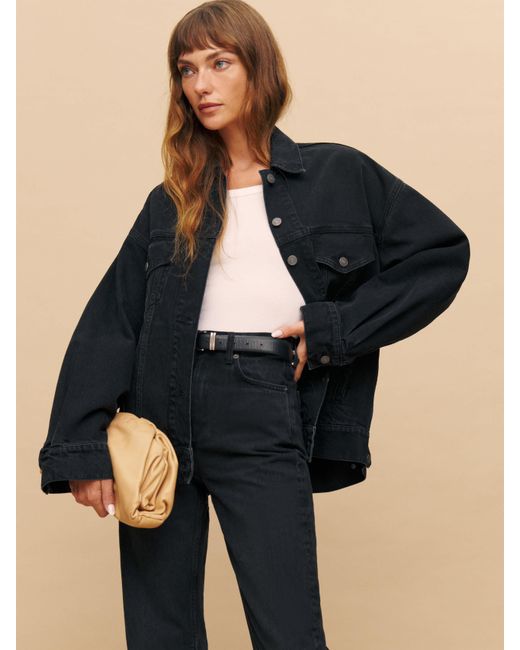 Reformation Black Brooks Oversized Denim Jacket