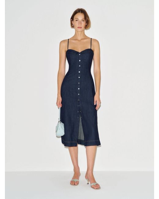 Reformation Blue Ashtin Denim Midi Dress 0