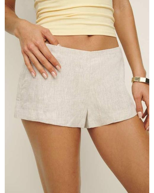 Reformation Natural June Low Rise Linen Short 2