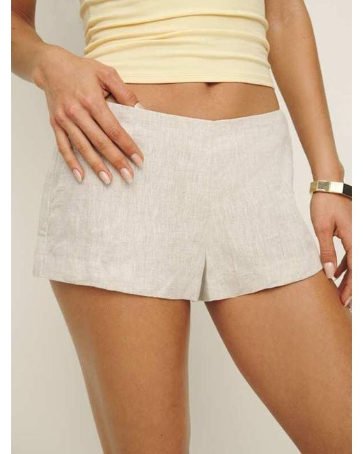 Reformation Natural June Low Rise Linen Short