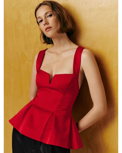 Reformation Red Rayne Satin Top