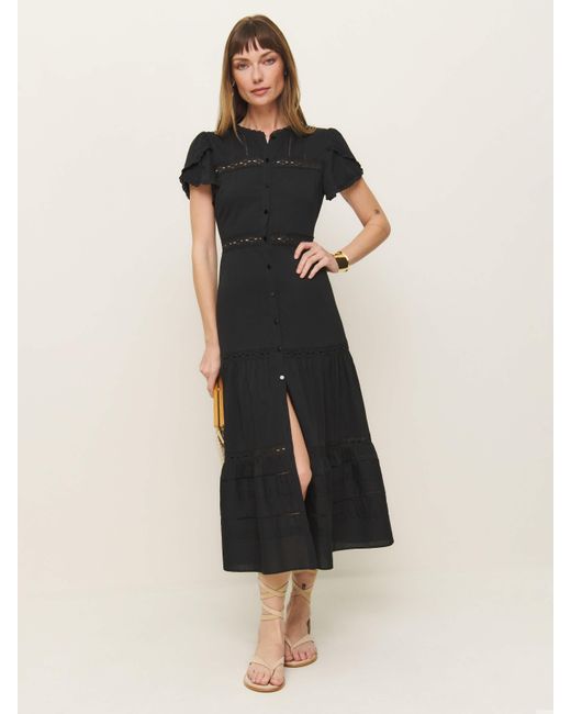 Reformation Black Zebrina Dress