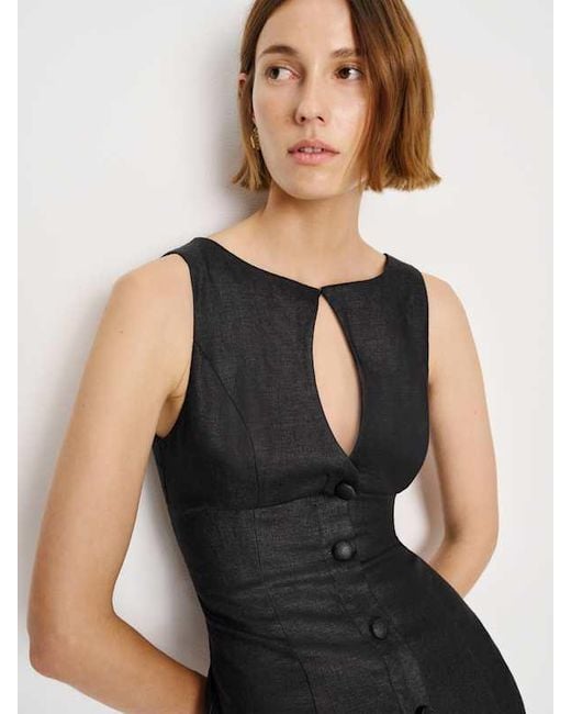 Reformation Pola Linen Dress in Black | Lyst