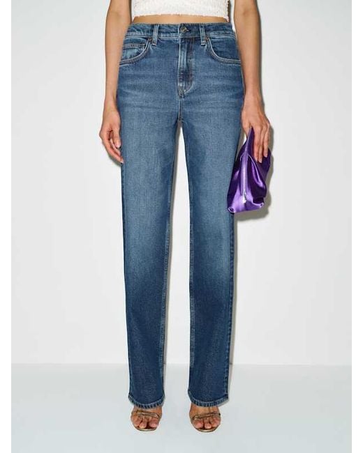 Reformation Blue Miles Stretch Mid Rise Straight Leg Jeans