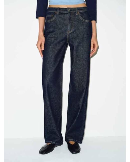 Reformation Blue Miles Stretch Mid Rise Straight Leg Jeans