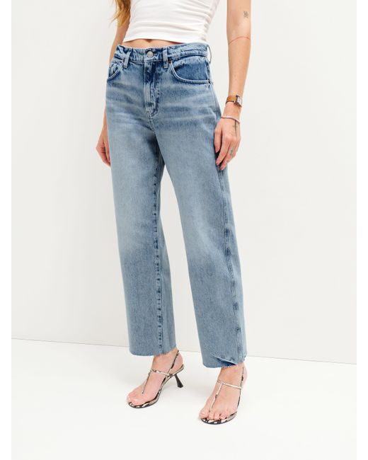 Reformation Blue Val 90S Mid Rise Straight Cropped Jeans