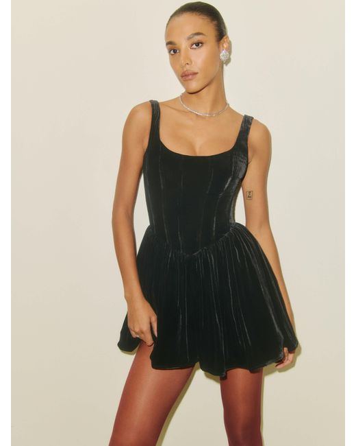 Reformation Black Contessa Velvet Dress 4