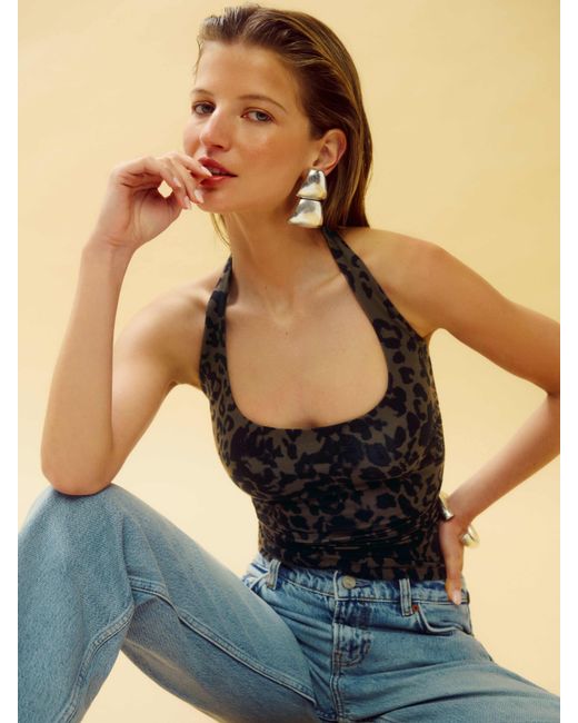 Reformation Blue Molly Knit Top