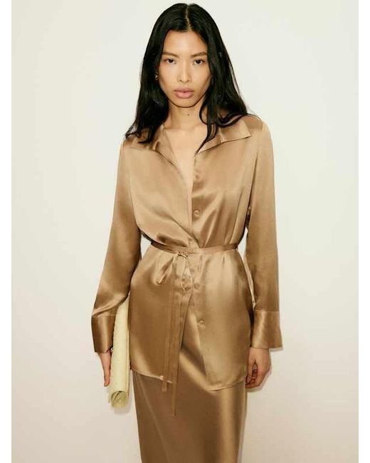 Reformation Natural Camilla Silk Top